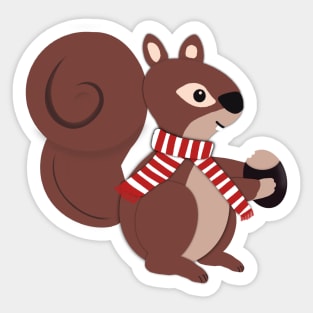 Winter Squirrel with Nut Sticker